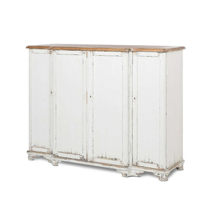 Vintage White Painted Entryway Cabinet with Distressed Wood Top - Nuvé
