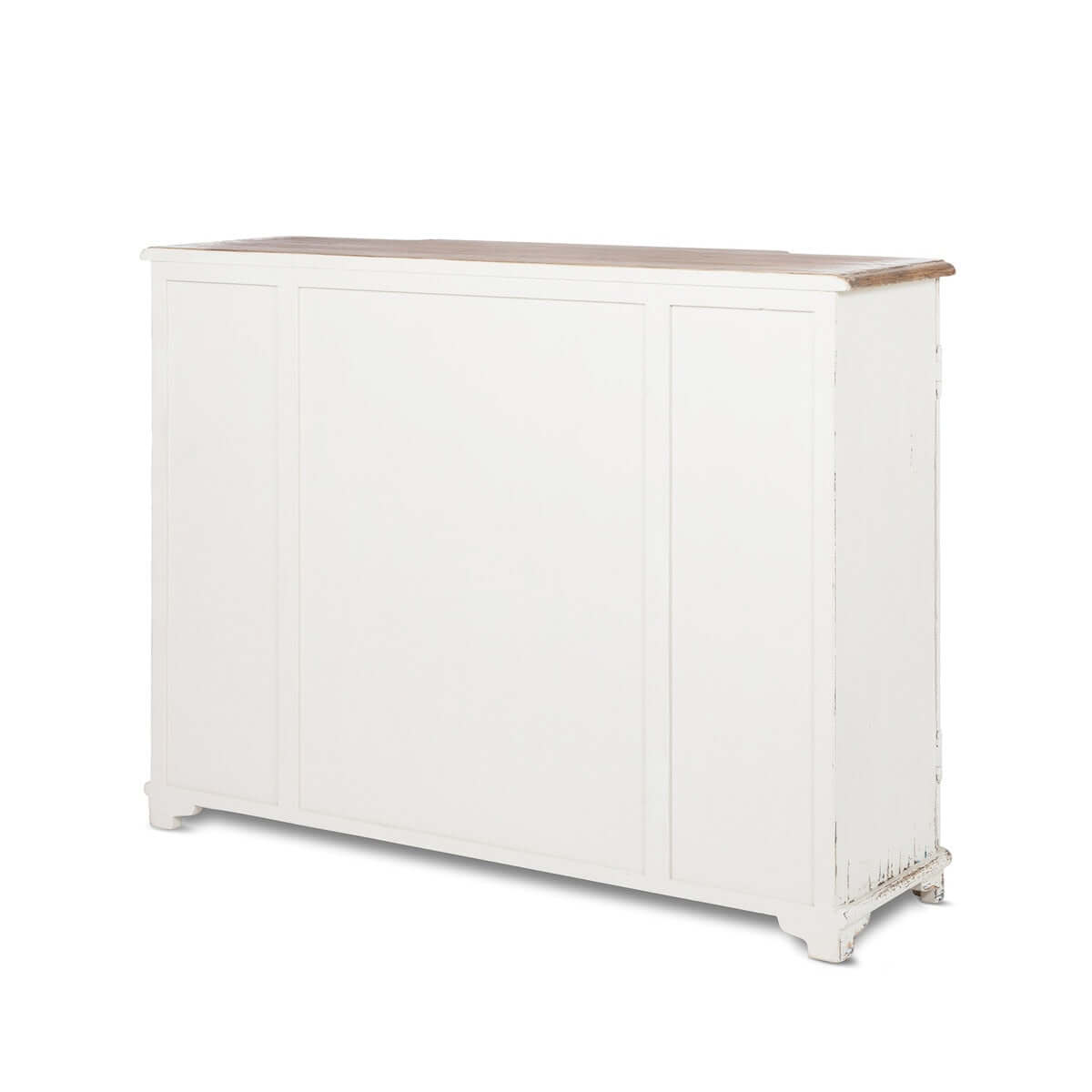 Vintage White Painted Entryway Cabinet with Distressed Wood Top - Nuvé