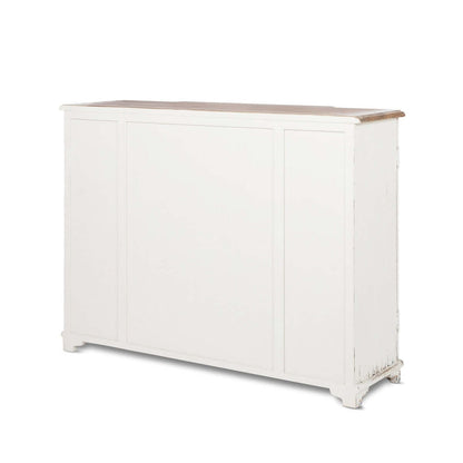 Vintage White Painted Entryway Cabinet with Distressed Wood Top - Nuvé
