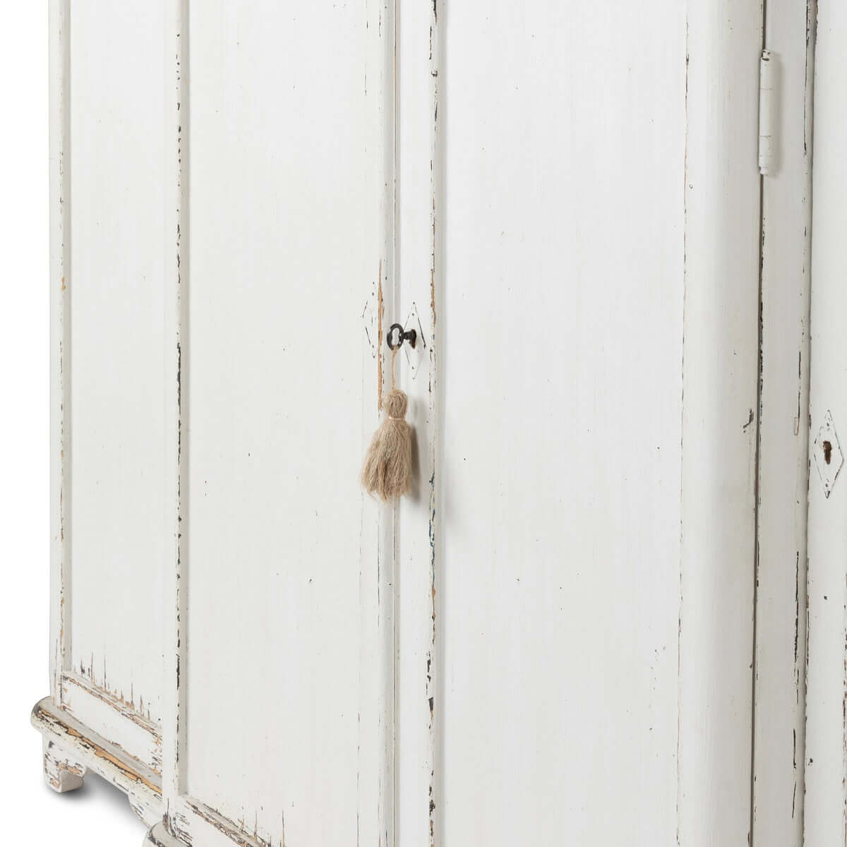 Vintage White Painted Entryway Cabinet with Distressed Wood Top - Nuvé