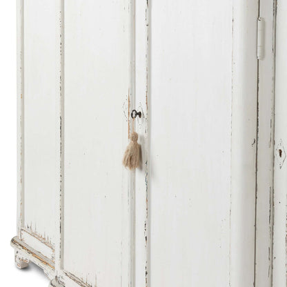 Vintage White Painted Entryway Cabinet with Distressed Wood Top - Nuvé