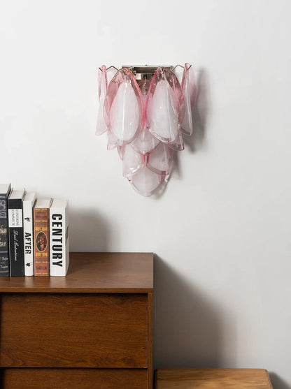Pink Lotus Textured Glass Wall Sconce