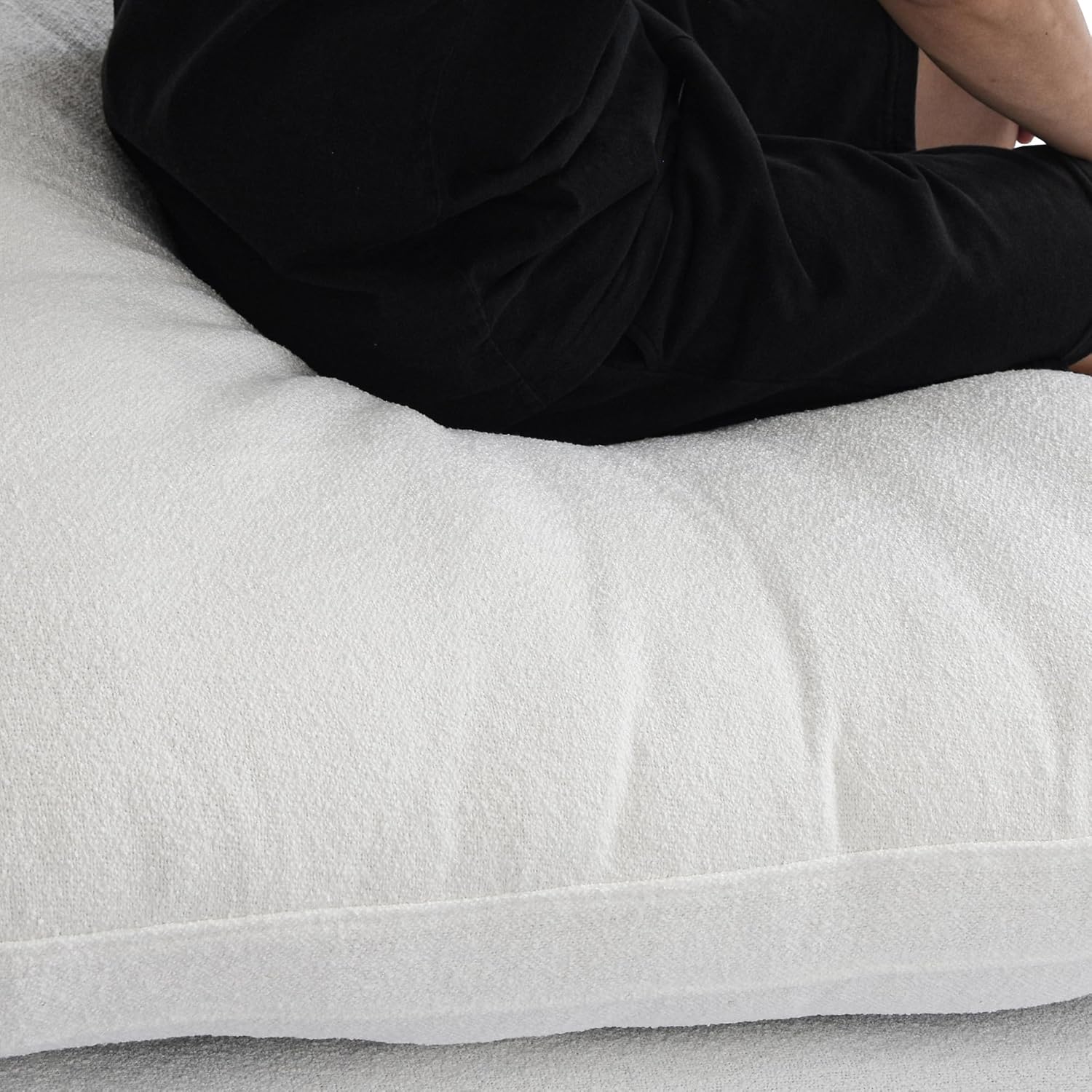 Nuvé® Solace Modular Bouclé Cloud Sofa - Snow White - 4-Seater Sectional Sofa with 2 Ottomans - Nuvé