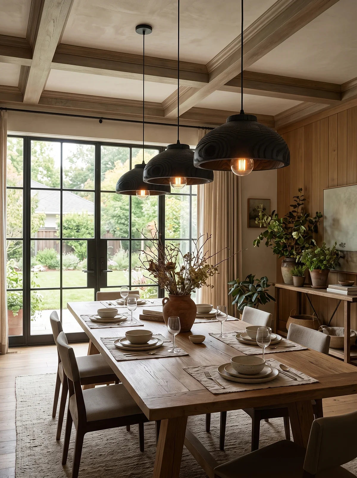 Wood Grain Resin Dome Pendant Light