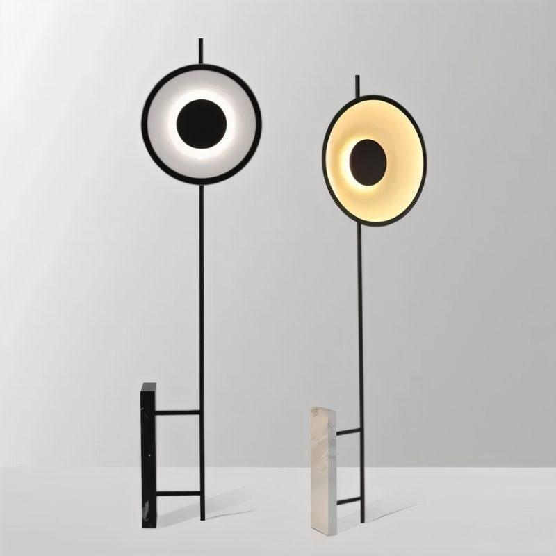 Residence Supply Xyloft Floor Lamp with halo-style design, featuring a sleek metal stand and modern lighting for living room decor.