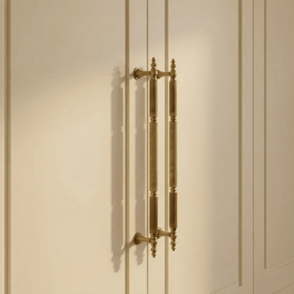 Yasha knob and pull bar from Residence Supply, showcasing sleek metal cabinet hardware with modern design for kitchen or furniture.