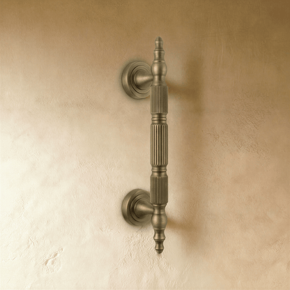 Yasha Knob and Pull Bar set from Residence Supply, stylish cabinet hardware with brushed metal finish for home and garden furniture.