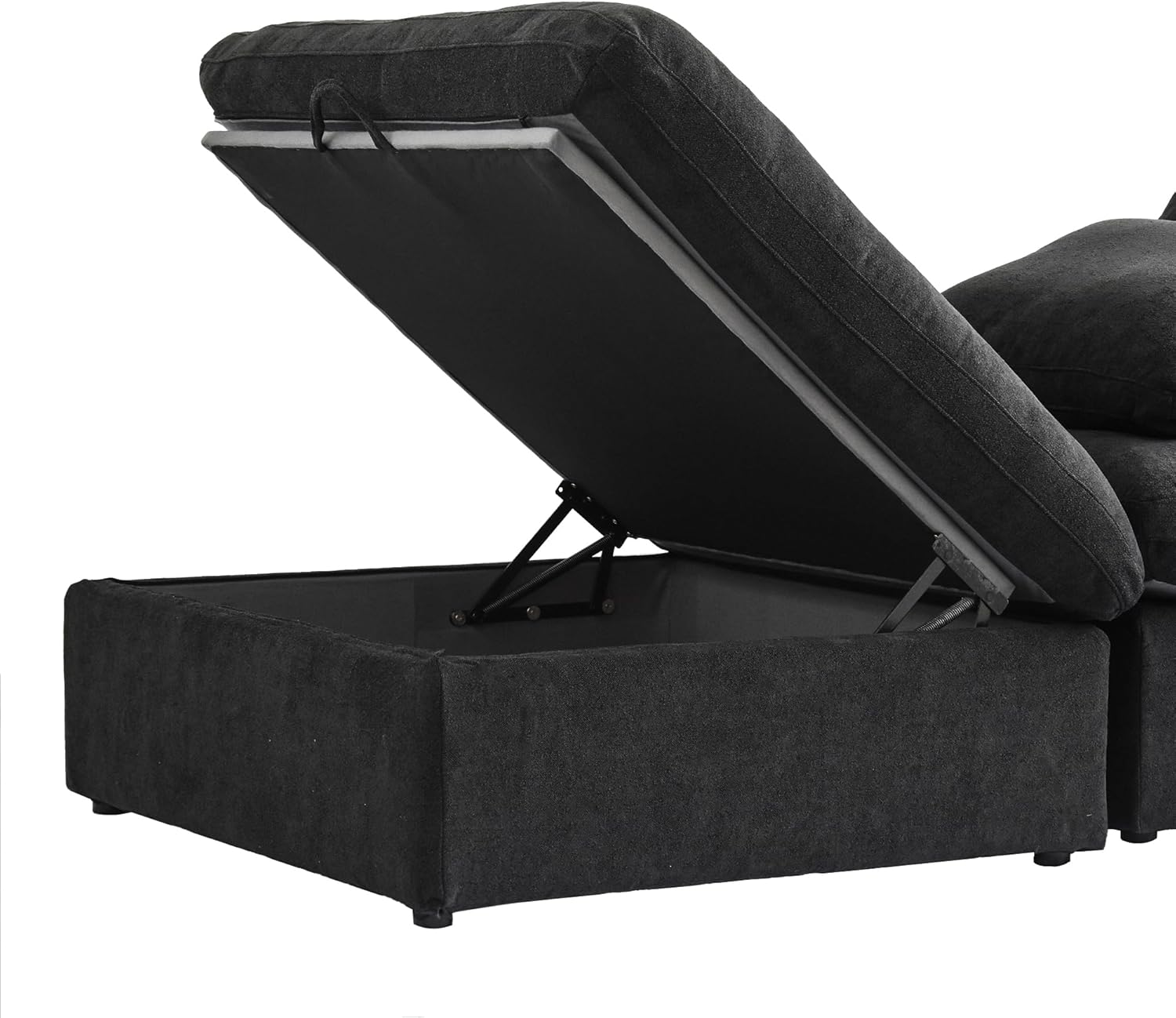 Nuvé® Solace Modular Bouclé Cloud Sofa - Obsidian Black - 5-Seater Corner + Ottoman - Nuvé