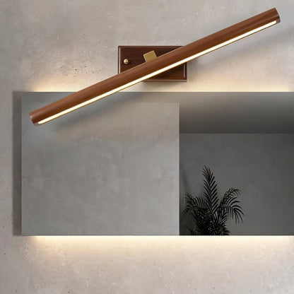 Modern Zoleryn Wall Lamp by Residence Supply, walnut angled bathroom vanity light fixture with sleek design.