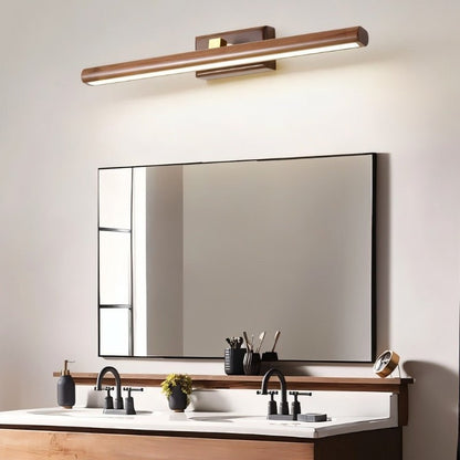 Modern Zoleryn Wall Lamp by Residence Supply, walnut finish, bathroom vanity lighting with sleek design and clean lines.