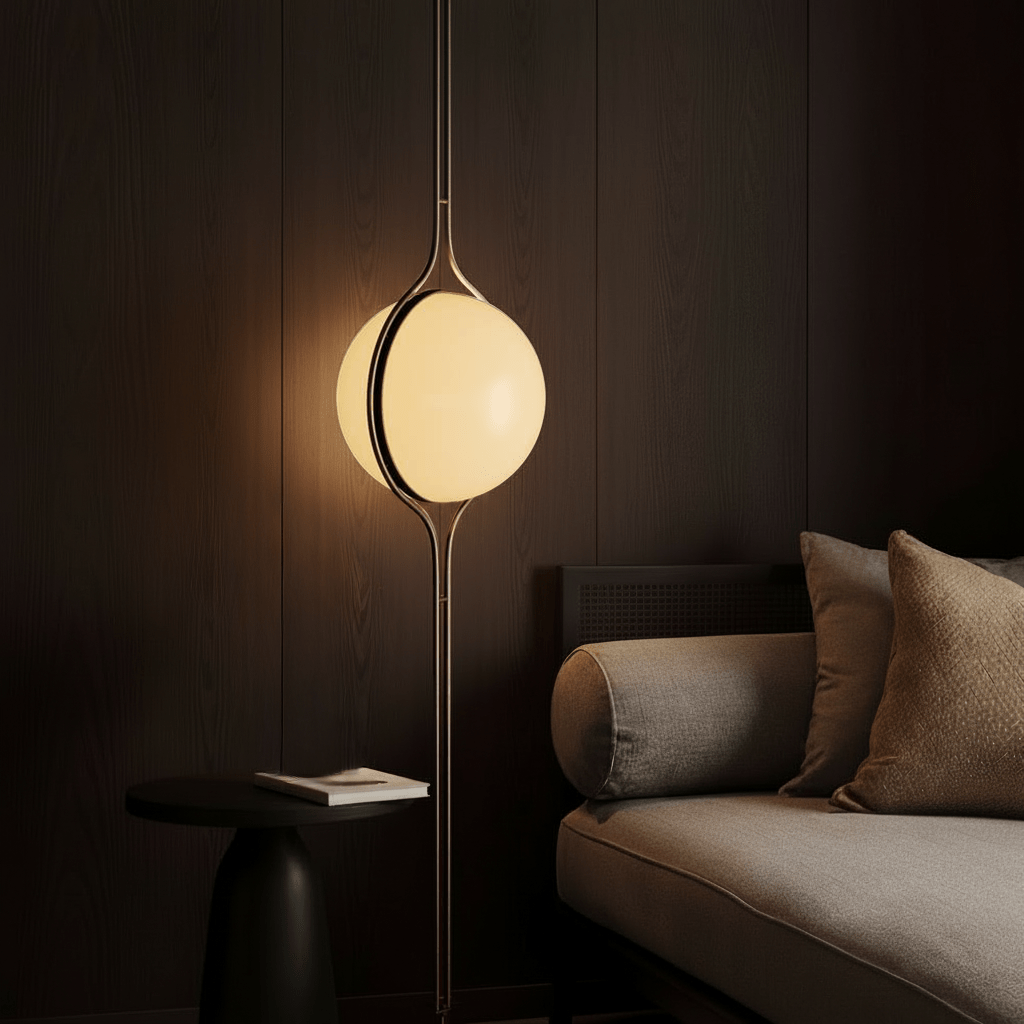 Zuru Floor to Ceiling Lamp by Residence Supply, tall modern standing lamp with sleek design and adjustable height for living room.