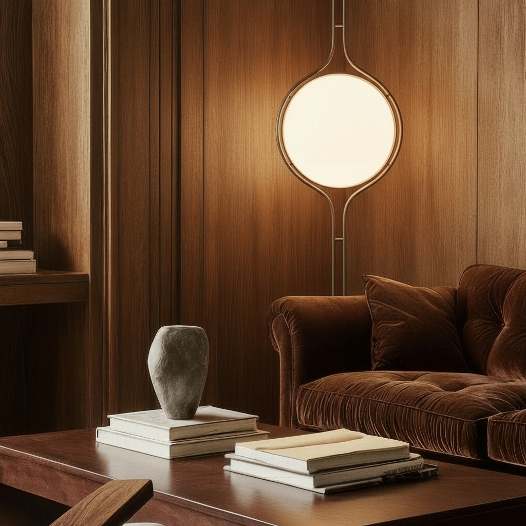 Modern Zuru Floor to Ceiling Lamp by Residence Supply featuring a sleek, tall design with a white shade and metal stand.