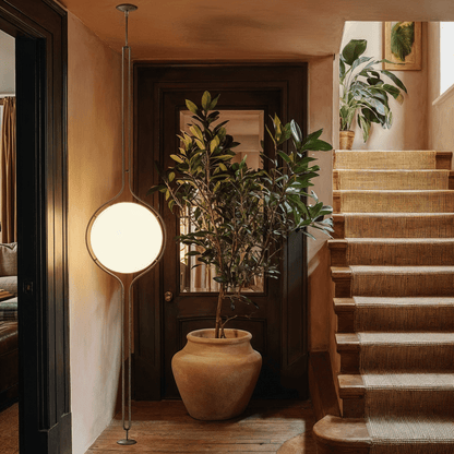 Modern Zuru Floor To Ceiling Lamp by Residence Supply, featuring sleek design and adjustable height for stylish lighting.